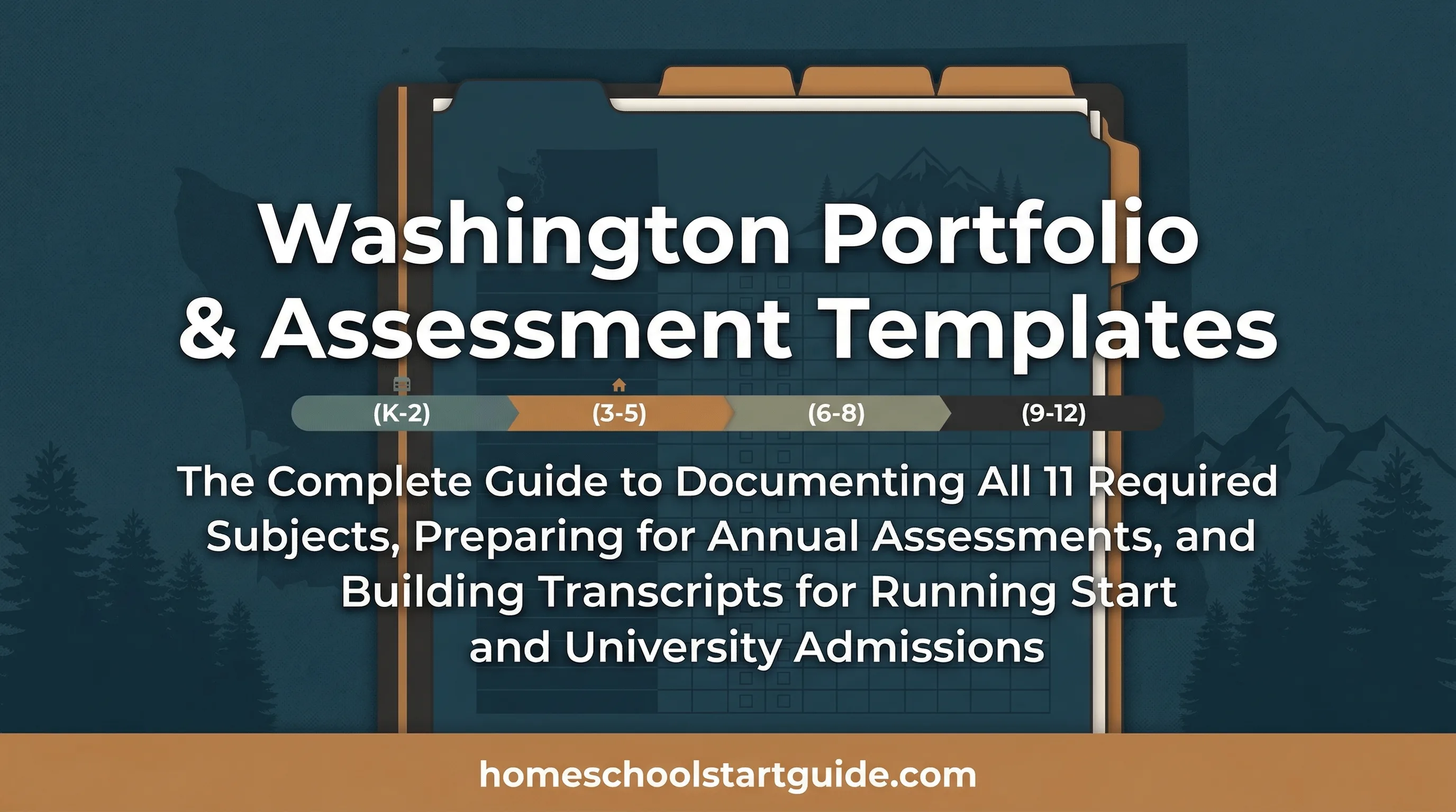 Washington Portfolio & Assessment Templates — 11-Subject Tracking, Annual Assessment Prep, Running Start Transcripts, and Professional Documentation for Washington Homeschoolers